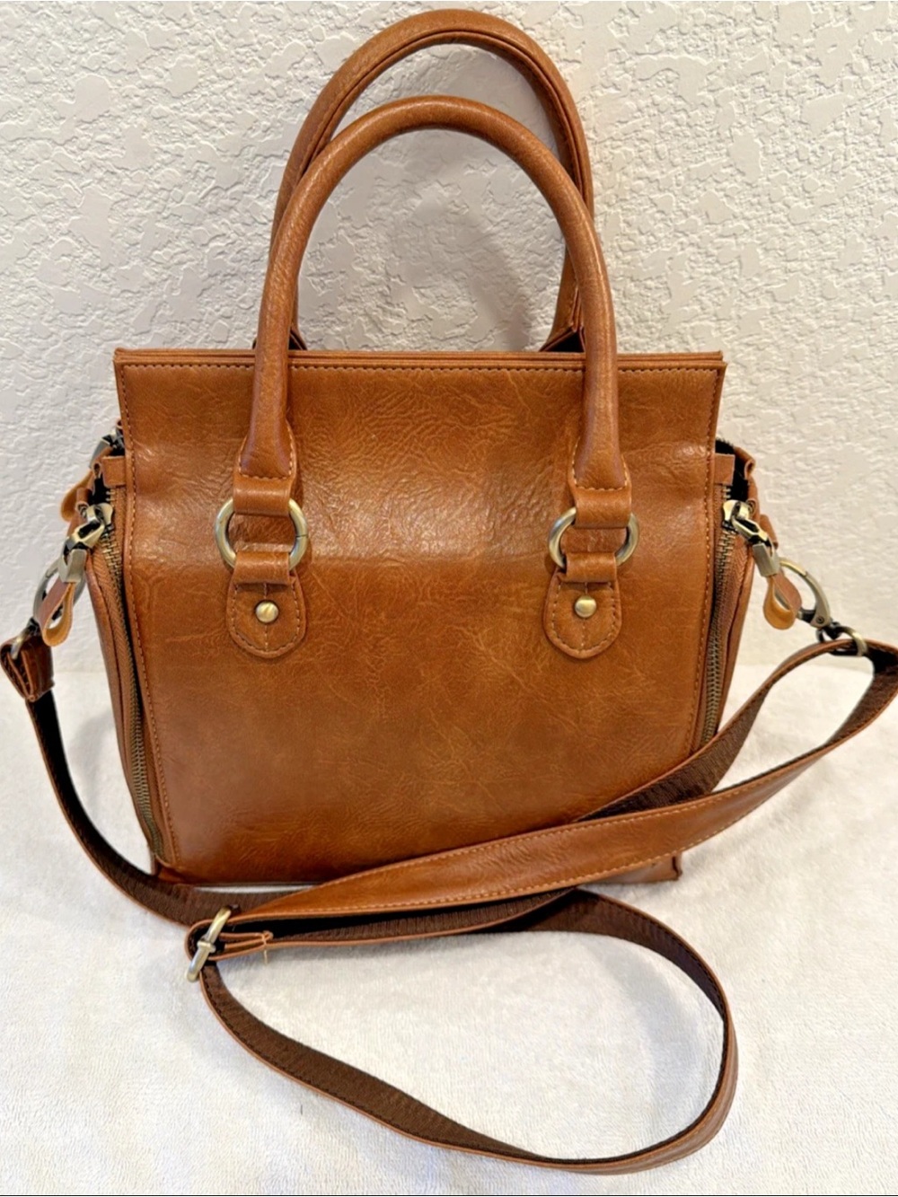 Authen. Brown Leather Box Purse by Cobbler Legend NWOT Beautiful Crossbody/HndBg